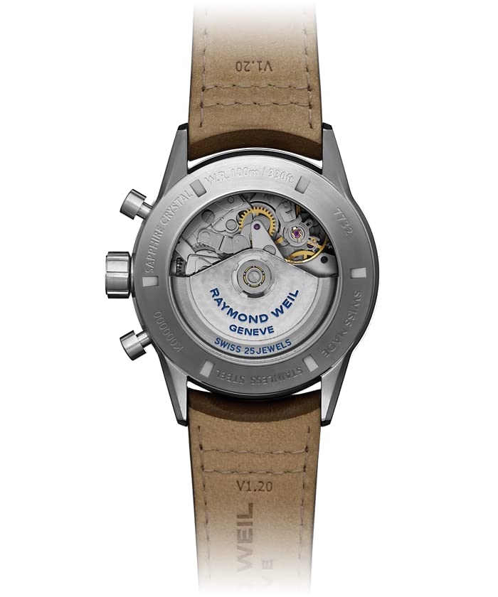 RAYMOND WEIL Freelancer Men's Chronograph Watch, Blue Dial Brown Leather, 48 Hour Power Reserve, 42 mm (Model: 7732-TIC-50421)4