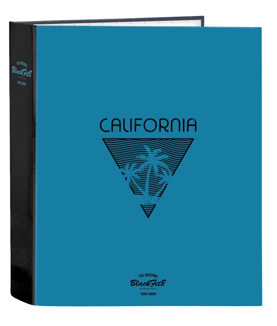 Safta BLACKFIT8 CALIFORNIA – Folio Folder 4 Rings, Ideal for Children of Different Ages, Comfortable and Versatile, Quality and Resistance, 27 x 6 x 33 cm, black/blue, M, Casual