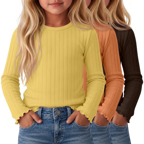 Image of 3 Pack Toddler Girls Cute Long Sleeve Cotton Shirts