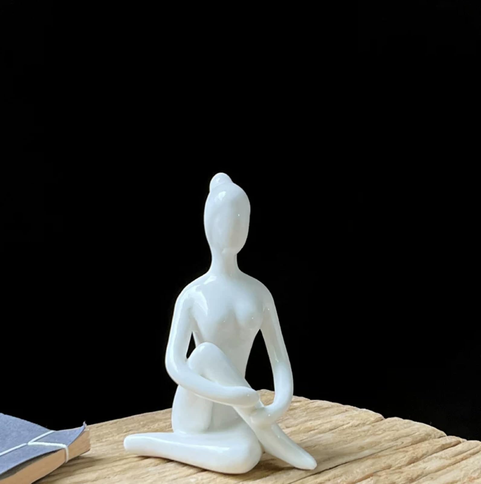 DECRZPB Handcrafted Ceramic White Yoga Woman Sculpture Ornament Hotel Home Decor Office Wedding Gift