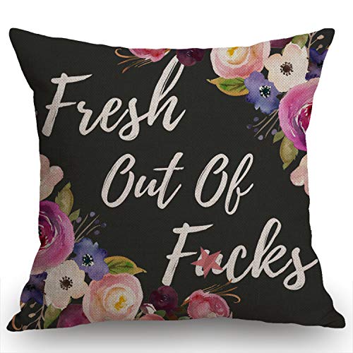 Swono Funny Decorations Pillow Cover Fresh Out of F CKS Farmhouse Decor Throw Pillow Cases Cushion Cover 18 x 18 Inch Home Decoration