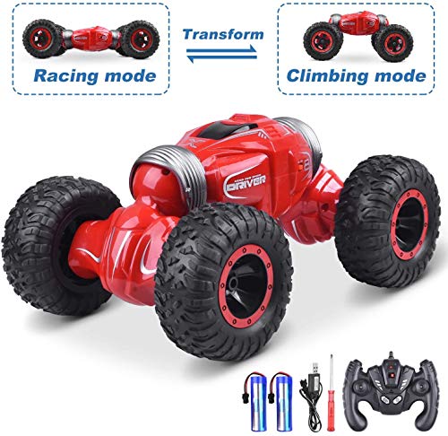 UNIROI RC Coche, 2.4Ghz 4WD Escalada Coche Stunt Car, Desformación Fuera de la Carretera Interior Exterior Juguete Coche para Niños - Q70(Grande)