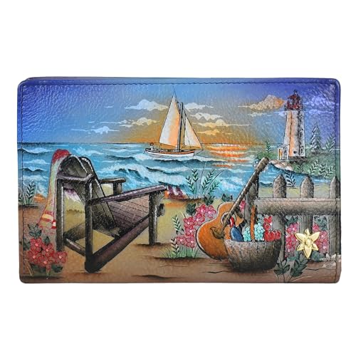 Anuschka Women's Original Hand-Painted Genuine Leather RFID Blocking Two Fold Wallet