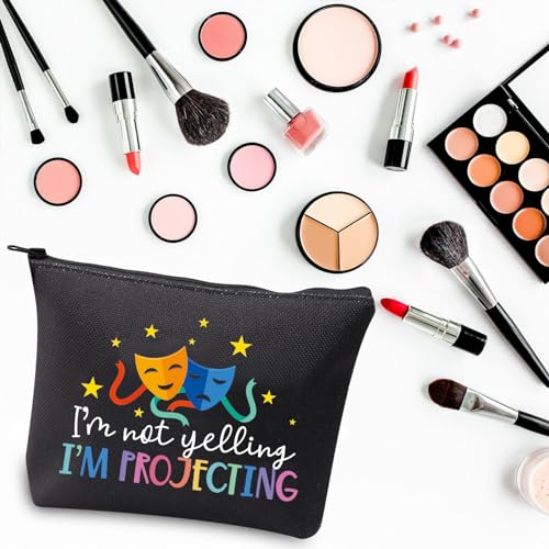 PLITI Theatre Makeup Bag Drama Theater Lover Gift Comedy Tragedy Masks Cosmetic Bag I'm Not Yelling I'm Projecting Drama Acting Travel Pouch (Yelling projecting blU) - Image 4