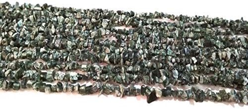 Miniatura 2 de Paquete de 2 cuentas naturales de serafinita sin cortar de 34 pulgadas, cuentas de piedras preciosas de forma libre, cuentas lisas y desiguales