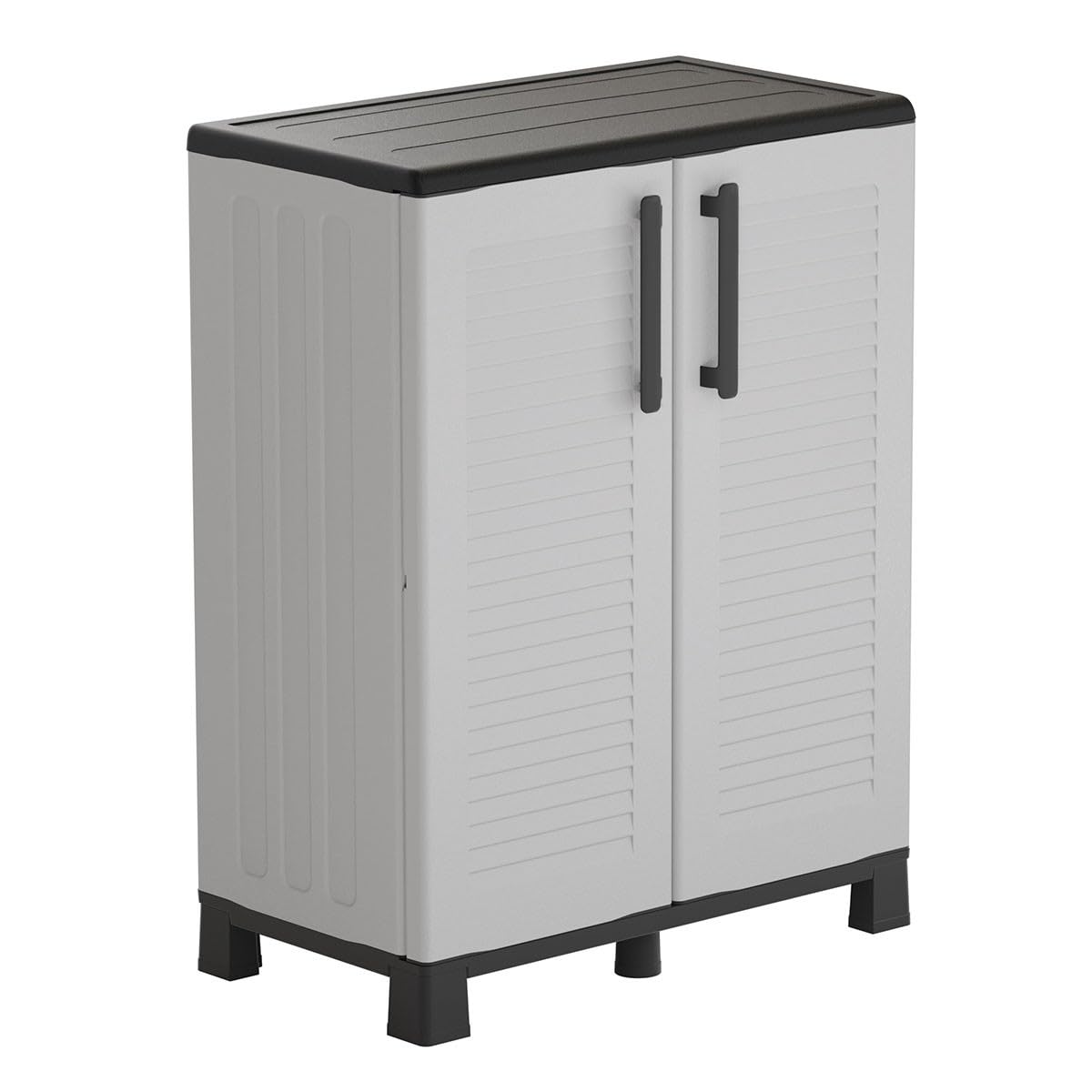 INTEC - Armoire Basse Rangement Polypropylène 100% Recyclé Fabriqué en Italie | Gris 68x37x90 cm | Meuble Compact, Robuste, Résistant à l'Humidité & Intempéries