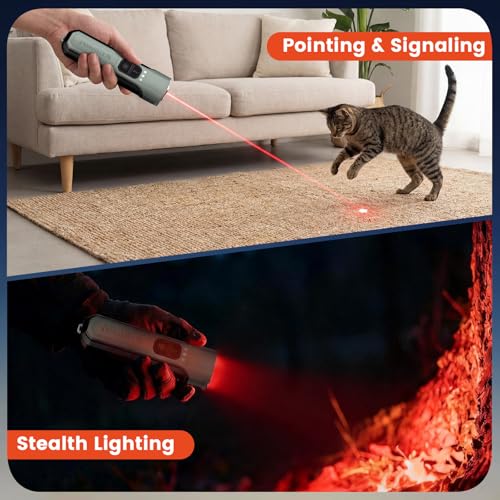 ETENWOLF L2 Rechargeable Flashlight with Red Laser,6 Light Modes,Super Bright LED Flash Light,Lightweight and Portable Handheld Flashlight for Home and Outdoor,Working Emergency Gift(Grey) - Image 5