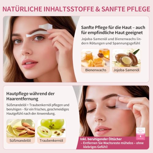 Beauty7 Augenbrauen Wachsstreifen, 24 Stk, Kaltwachsstreifen, 4 Öl-Tücher – Ansicht 5