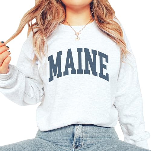 Maine Sweatshirt - Maine ME Pullover - Faded Vintage Athletic Aesthetic Varsity Style - Trendy State Travel Gift For Him or Her - Unisex Crewneck Sweatshirt4