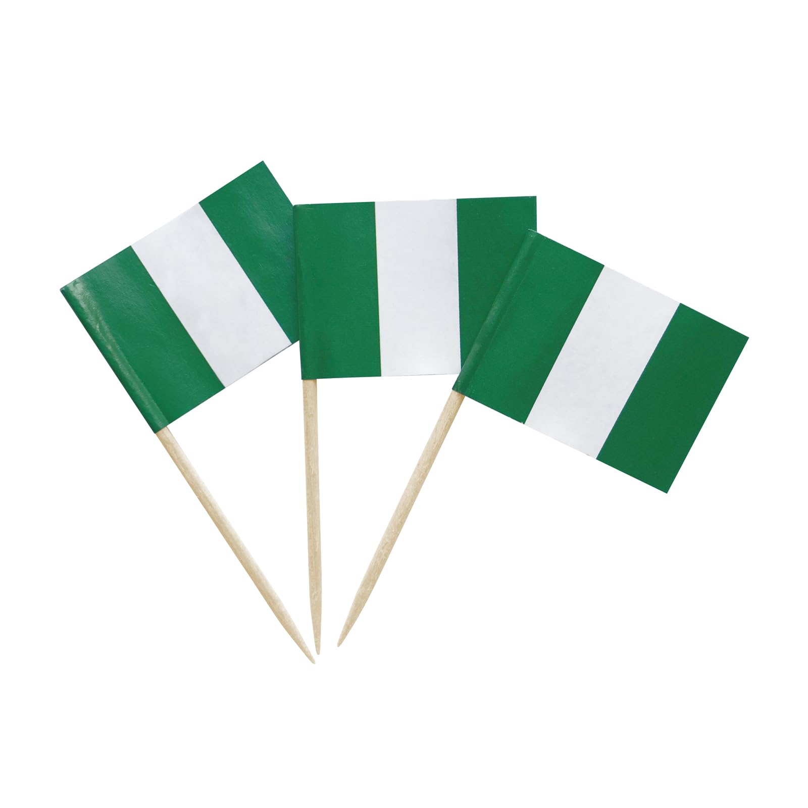 100 Pcs Nigeria Flag Nigerian Toothpick Flags, Small Mini Stick Cupcake Toppers Nigerian…