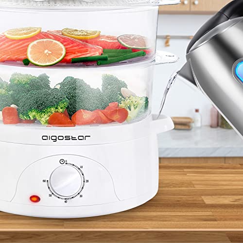Aigostar 3 Tier Food Steamer, Electric Vegetable Steamer with BPA Free