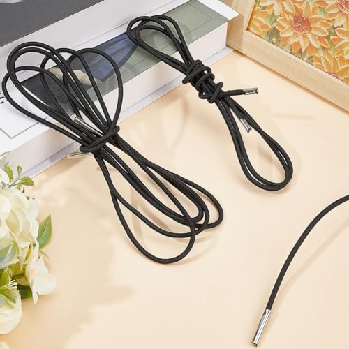 GORGECRAFT 4 Pack Upgraded Black Gravity Chair Replacement Cord Elastic Zero Gravity Patio Recliner Replacement Laces Webbing Bungee Repair Cords for Antigravity Garden Lawn Chair Outdoor Sun Loungers