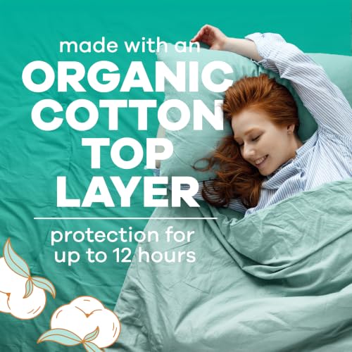 Always Pure Cotton, Organic Cotton top Layer Pads for Women with Wings, Feminine Care, Period, Menstrual, Sanitary, Postpartum, toallas sanitarias para Mujer, Size 4 Overnight, Unscented, 60ct - image 3