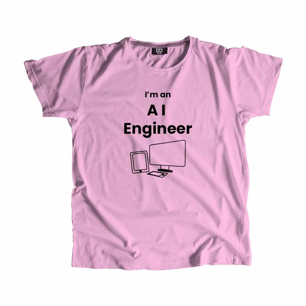 T-shirt AI Engineer rose clair confortable pour coder sans gêne