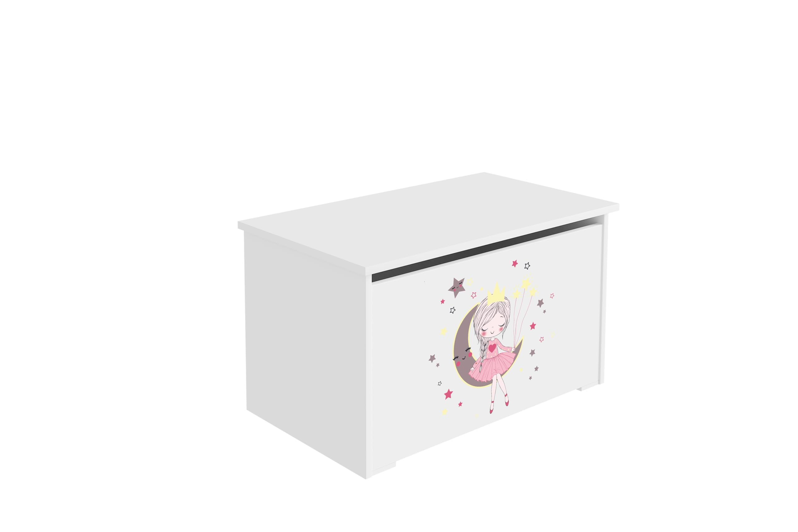 KOBI Kommode DARIA Spielzeugkiste mit Schublade | Groß 73 x 42 x 40 CM | Truhe Weiß Kinderzimmer Möbel | Truhenbank mit Stauraum für Kinder | Boxen Aufbewahrung | Aufbewahrungsbox