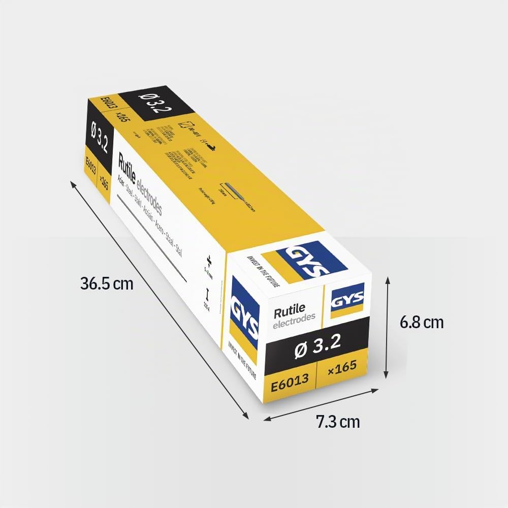 GYS - ELECTRODOS DE RUTILO Acero Ø 3,2 E6013 - CAJA de 165 - Soldadura MMA - Todas las posiciones - En el electrodo - Cebado 40V