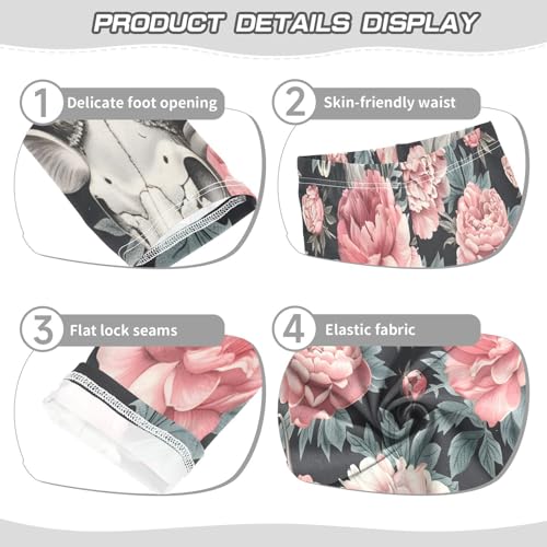 Bolaz Toddler Girls Leggings Printed Yoga Pants Leggings Deer Skull and Pink Flower for Kids3