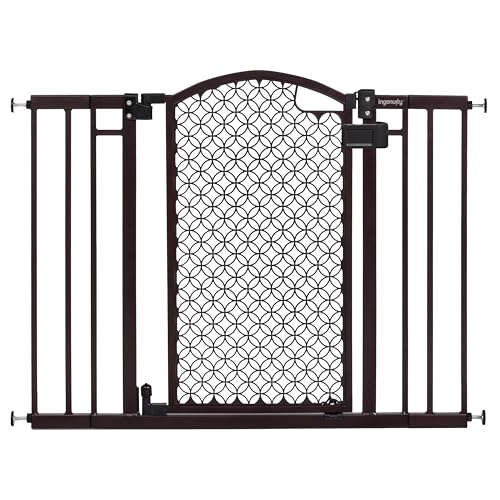 Ingenuity Decorative Panel Tall Baby Gate & Dog Gate, 28'-42' Wide, 30' Tall, Hardware or Pressure Mounted, Install on Top or Bottom of Stairs, Banister, or Doorway - Espresso