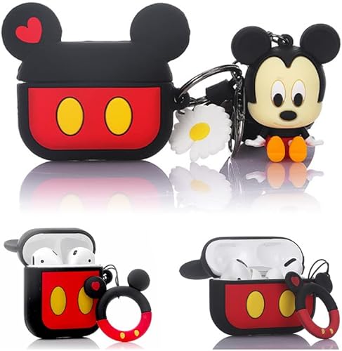 Funda de silicona compatible con Apple Airpods 1, 2 y Pro [serie de avatar divertida de dibujos animados con lindo llavero de muñeca] (Airpods Pro,