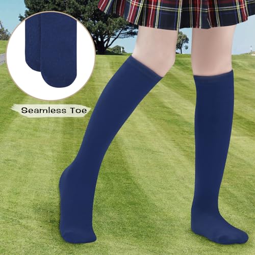 Durio 3 Pairs Knee High Socks for Girls Long Socks for Girls Boys Kids School Uniform Socks Breathable Seamless Socks3