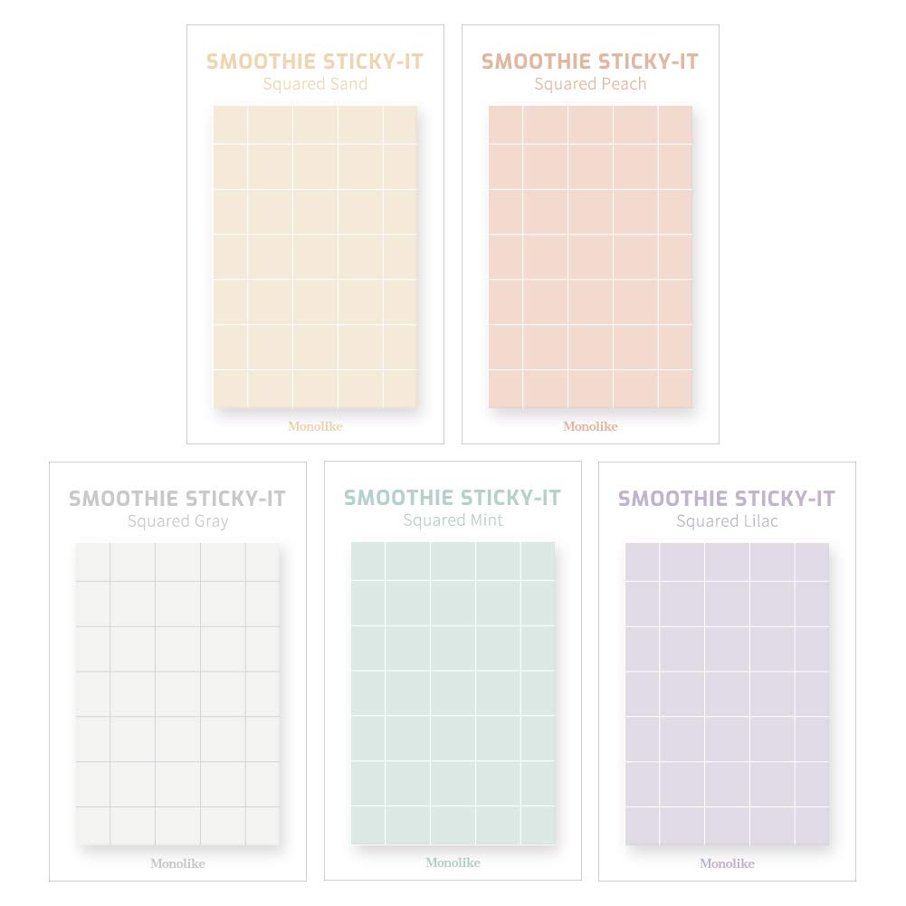 Monolike Smoothie Squared Sticky-it - 5p Set Self-Adhesive Memo Pad 50 Sheets