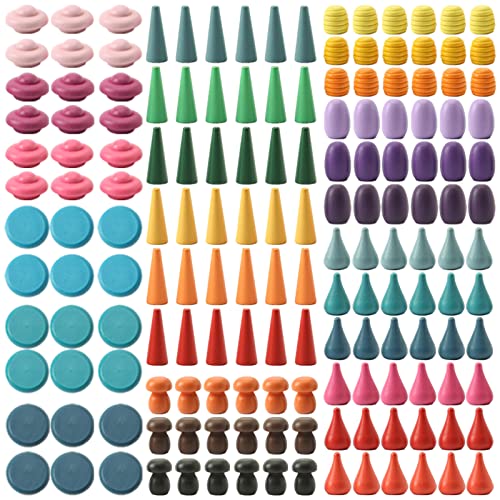 Image of Promise Babe 162 PCS Wooden Loose Parts Toy Rainbow Stacking Toy for Toddlers, Sensory Play Set Colorful Montessori Materials Preschool Learning Building Toys for Boys Girls
