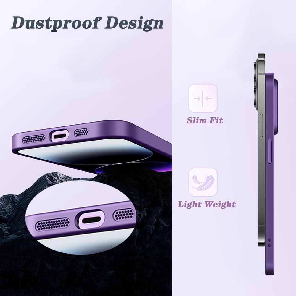 Handyhülle Für IPhone 13 Pro Max Mit Magnet – Dünne Matte Hülle Mit Integriertem Kameralinsenschutz, Unterstützt Kabelloses Laden (Lila)