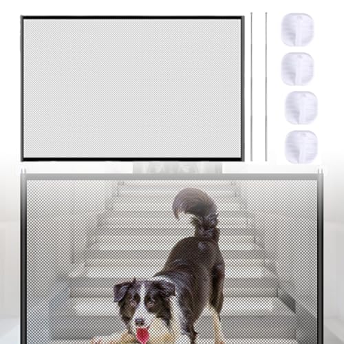 Juguta Cancelletto Cani, Barriera per Cani, Cancello Scale per Bambini e Animali Domestici, Cancelletto per Gatti per Porte, Scale e Corridoi, Uso Interni ed Esterni (110 * 72 cm, Nero)