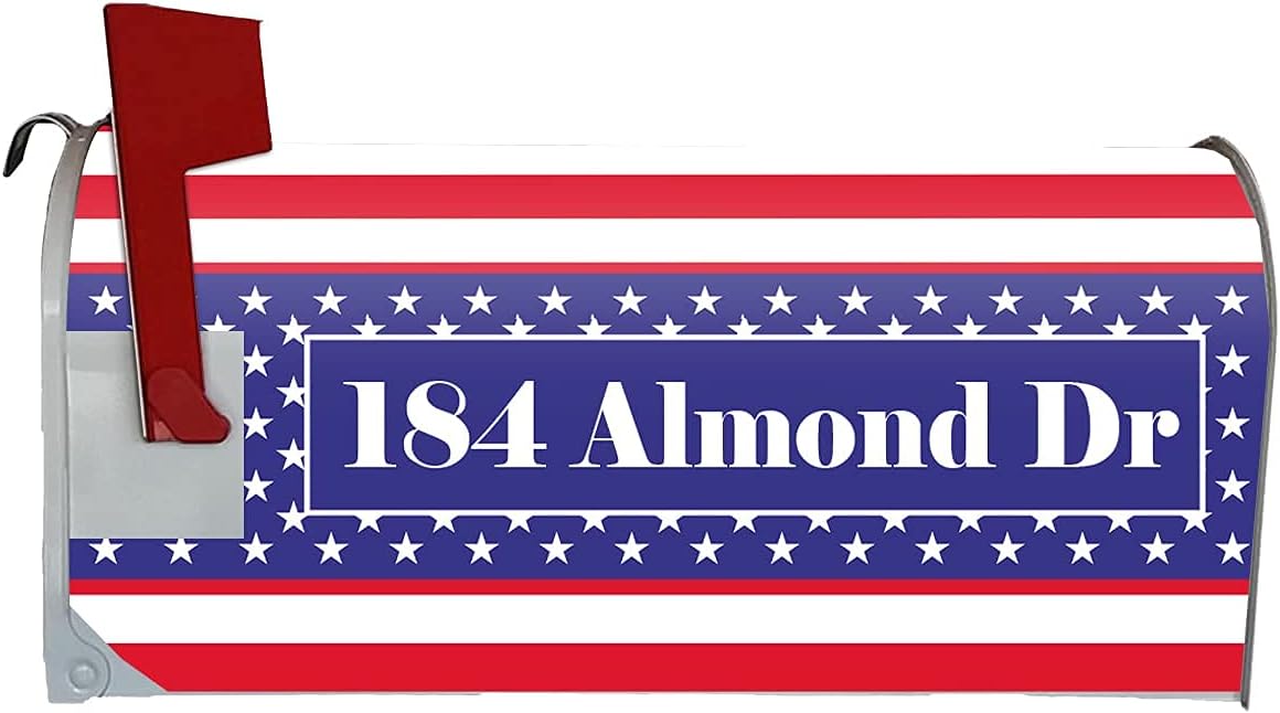 VWAQ Custom American Flag Mailbox Magnetic Personalized Mailbox Cover - PMBM15 (20.5" H X 18.25" W)