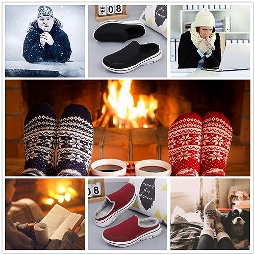 Men's Comfortable Fleece Warm Support Sports Sandals, Slip on Non Slip Thick Couple Sandals House Shoes Indoor/Outdoor with Arch Surpport3