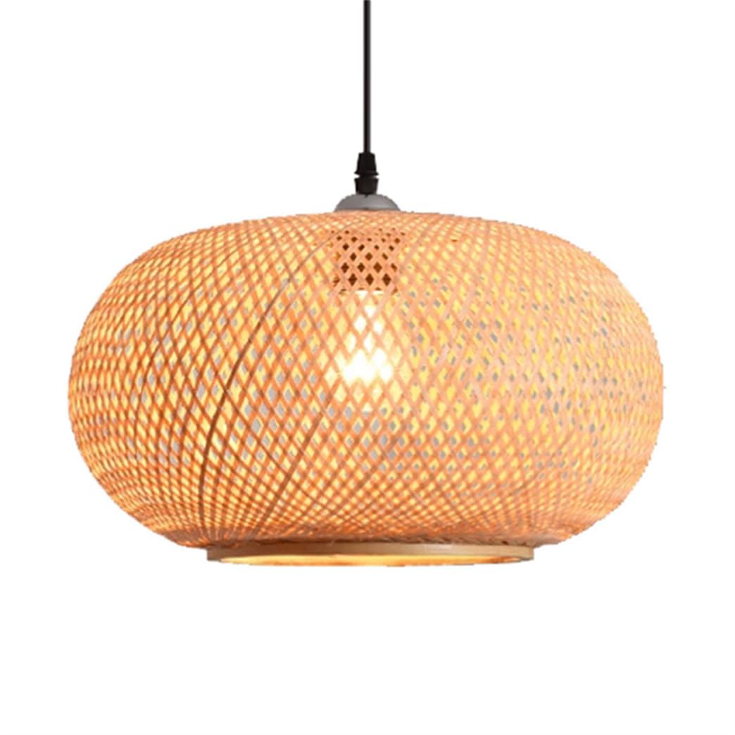 SHUANGZ Japanese Bamboo Cage Pendant Light for Bedroom Light Fixtures Boho Natural Wicker Weaving Ceiling Hanging Light Fixture for Dining Table Entryway Foyer Ceiling Lamp (E26 Bulbs)