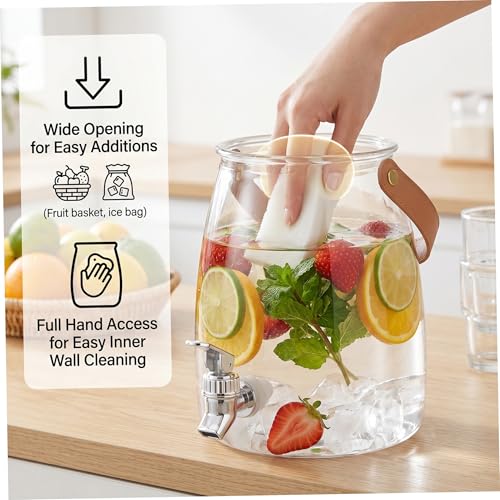 Recipiente de agua transparente de boca ancha para nevera y hogar 3