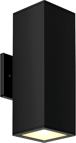 Miniatura 2 de Tesjaso Aplique de pared al aire libre forma cuadrada, accesorios de pared exterior LED aplique de pared IP65 impermeable lámpara de pared de