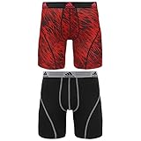 adidas Mens Sport Performance Midway Underwear (2-Pack), Print: Real Red Draven | Black/Grey, Large