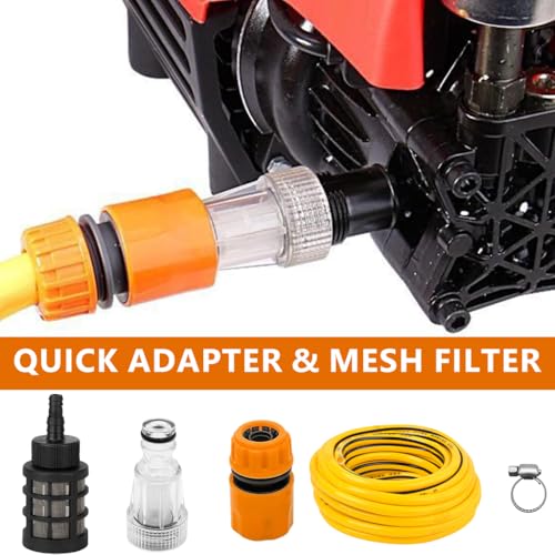 Image of HASTHIP Universal High-Pressure Quick Connector for Pressure Washer with 3m Hose, Mesh Filter and Adapter, Quick Release Rubber Leak-Proof Hose Connector, Universal Washer Hose