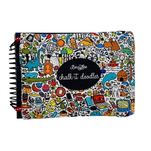 Image of Berrybee Children's Activity Chalkboard Book-Portable Screen Free Activities for Kids, Erasable Reusable Book12 Pages,12 Activities One Chalk with chalkholder | 6 x 6 inches (Chalkit Doodle)