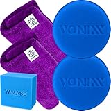 Kit Utensilios Detalhamento Automotivo 2 Aplicadores de Espuma Vonixx + 2 Panos Flanela Toalha de Microfibra 40x40 JS