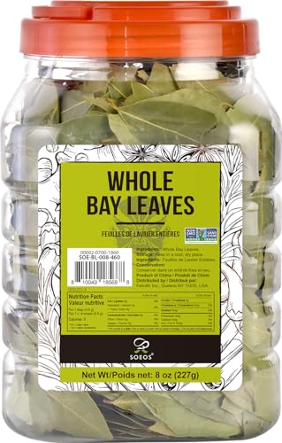 Soeos Bay Leaves, 8 oz (227g), Non-GMO Verified, Dried Bay Leaf, Freshly Packed to Keep Fresh,Herbs for Cooking