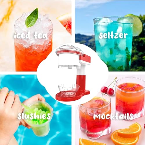 Image of Ice Shaver Ice Crusher with Shaving Bowl and Partitioned Mold Portable Shaved Ice Machine with Stainless Steel Blades for Homemade Frozen Single-Serving Smoothies Slushies and Milkshakes.