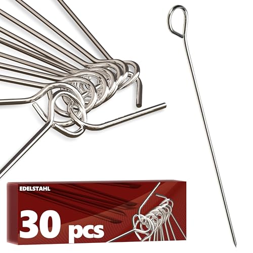 Rouladennadeln - 30er Set, Edelstahl - Made in Germany 10 cm Rouladenspieße mit Clip – rostfrei, stabil für einfach leckere Rouladen
