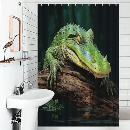 Rideau de douche tissu polyester crocodile 122x183 cm imperméable pour salle de bain - 6