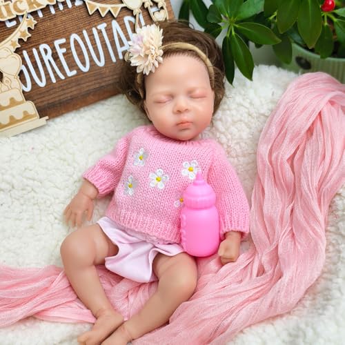 Lebensechte Reborn-Babypuppen, 30 cm, aus Platin-Silikon, realistisches, schlafendes Baby, Mädchen, anatomisch korrekt, für Kinder ab 3 Jahren