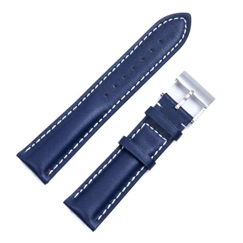 Bracelet de montre en cuir italien 24mm bleu mat de la série Breitling Superocean