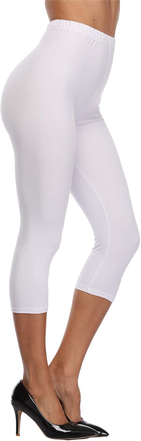 VOGUEMAX Women's Capri Leggings High Waist Soft and Comfy Cropped Leggings Tights 3/4 Length