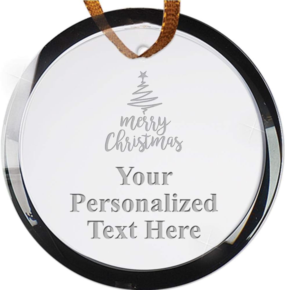 Crown Awards Personalized Crystal Ornament, Custom Engraved Christmas Tree Ornament Prime