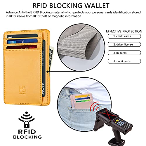 Image of GH GOLD HORSE Slim RFID Blocking Card Holder Minimalist Leather Front Pocket Wallet for Women | Slim