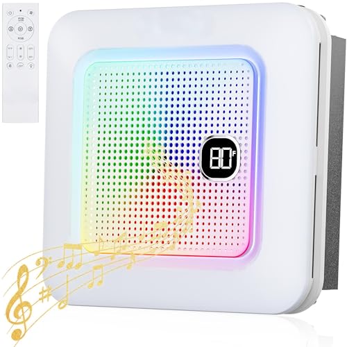 ROJOSAN Bathroom Exhaust Fan with Bluetooth Speaker, 230 CFM 1 Sone Exhaust fan with light. 7 RGB and 3 Dynamic Light & 3 Color Temperatures (3000-4500-6500K), 11.22" x11.22" Mount, Remote Control