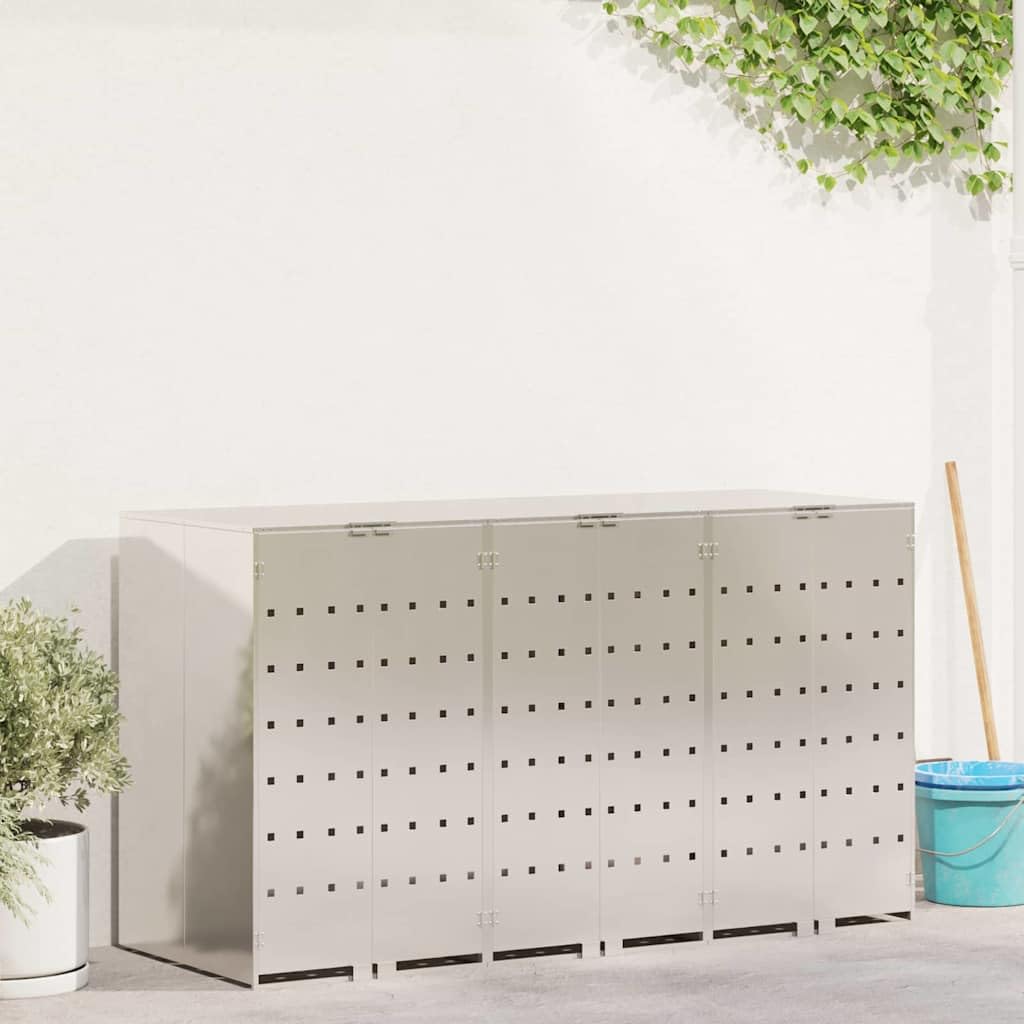 Almacenamiento de Cubos Wheelie para 3 Cubos Plateado,Casa y jardín,Productos del hogar,Accesorios para contenedores de residuos,Soportes para contenedores de residuos,65.1kg-3394789