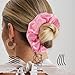 Satin Scrunchies Set of 12 - Elastic Silk Bubble for Girls, Pink Hair Accessories and Valentine's Day Gifts