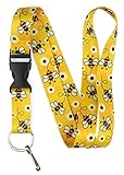 Limeloot Bee Lanyard for ID, Keys, and Accessories - Neck Lanyard with Release Buckle and Key Chain Holder